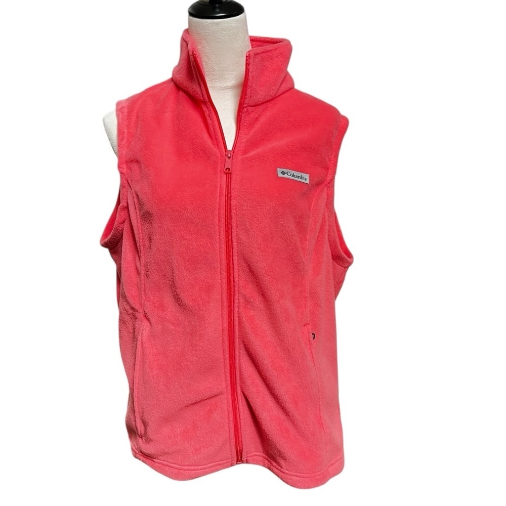 Columbia XL Women’s Vest Peach Full Zip Benton Springs Fleece Orange Lightweight